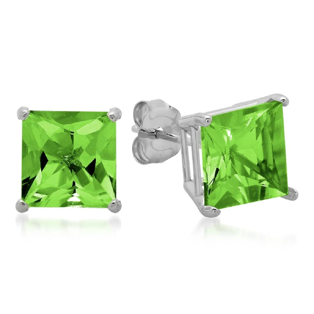 10K White Gold 7MM Princess Cut Stud Earrings 商品