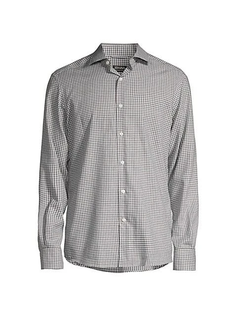 商品Zegna|Premium Micro-Check Cotton Shirt,价格¥832,第1张图片
