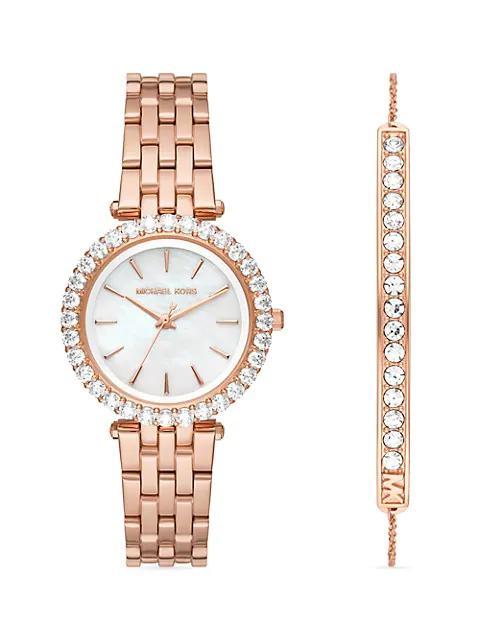 商品Michael Kors|Darci Rose-Goldtone Stainless Steel & Crystal Watch & Bracelet Set,价格¥2384,第1张图片