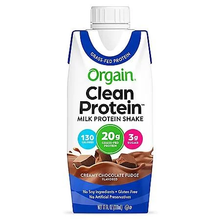 商品Orgain|Orgain 20g Clean Protein Grass Fed Shake, Creamy Chocolate Fudge 11 fl. oz., 12 pk.,价格¥149,第4张图片详细描述