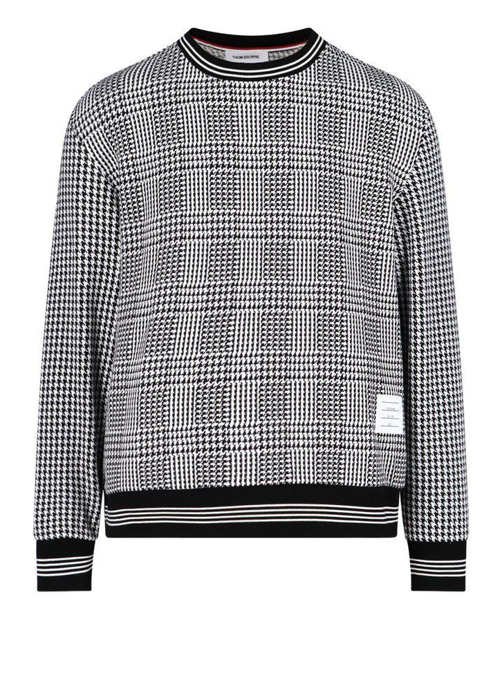 商品Thom Browne|Thom Browne Houndstooth-Patterned Crewneck Jumper,价格¥5229,第1张图片