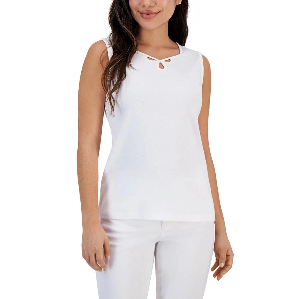 商品Karen Scott|Petite Sweetheart Keyhole Tank Top, Created for Macy's,价格¥76,第1张图片