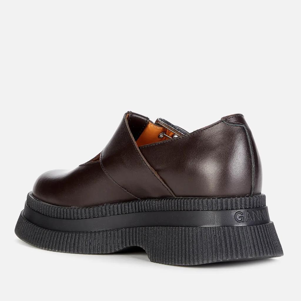 商品Ganni|Ganni Women's Leather Mary Jane Creepers - Mole,价格¥1649,第4张图片详细描述