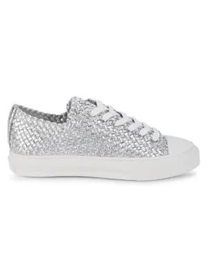 商品Stuart Weitzman|Wova Metallic Woven Leather Sneakers,价格¥720,第1张图片