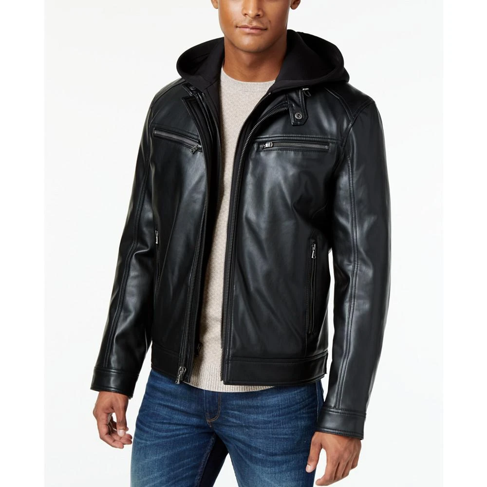 商品Michael Kors|Big and Tall Hooded Faux Leather Jacket,价格¥770,第1张图片