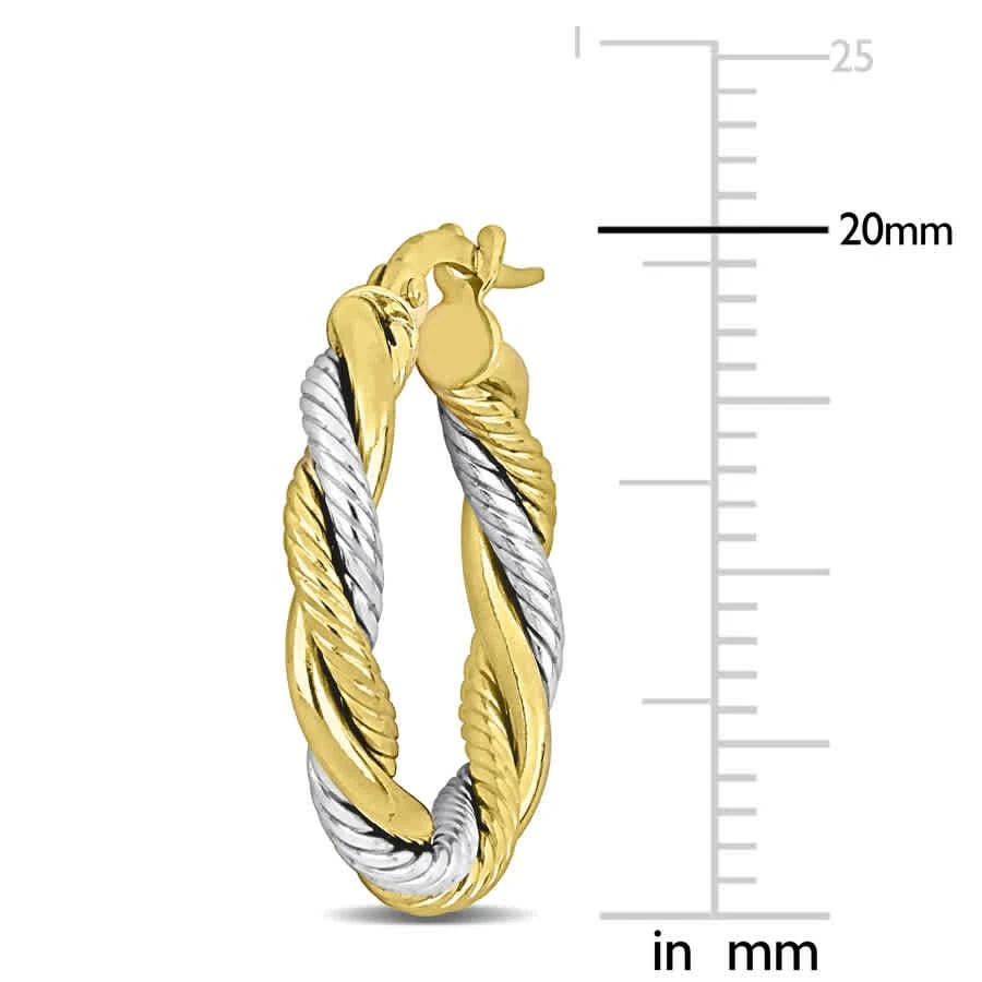 商品Amour|20mm Twisted Hoop Earrings in 10k Yellow and White Gold 20mm,价格¥1226,第2张图片详细描述