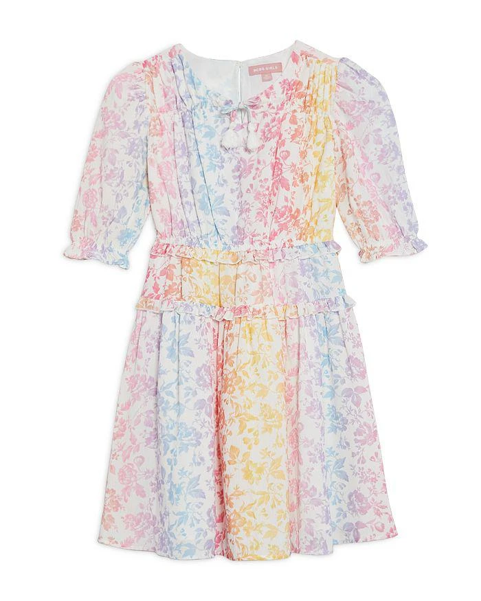 商品BCBG|Girls' Rainbow Floral Peasant Dress - Big Kid,价格¥185,第1张图片