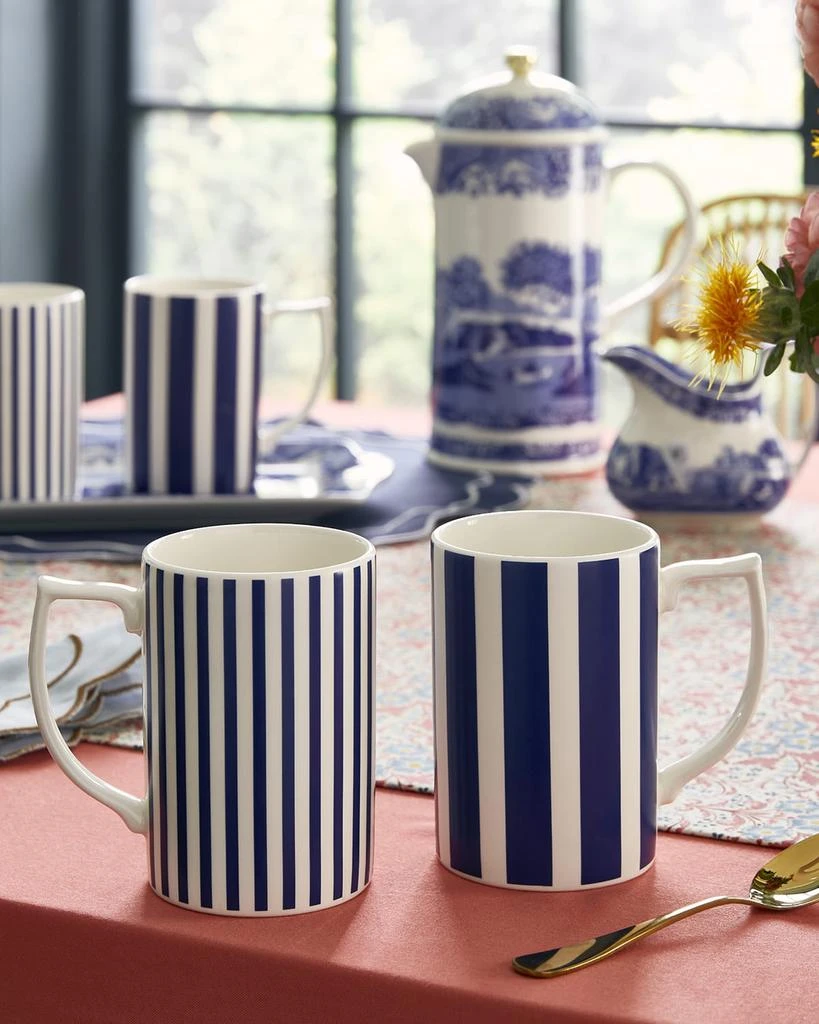 商品Spode|Blue Italian Steccato Bold Stripe Mugs, Set of 4,价格¥938,第1张图片