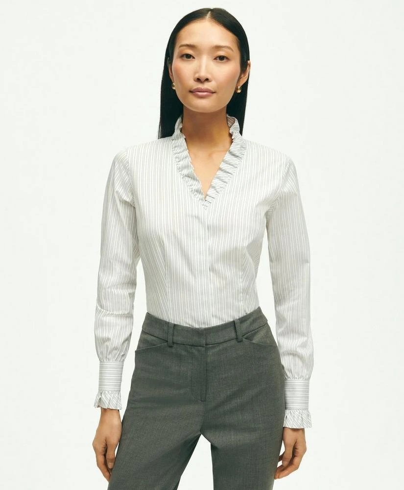 商品Brooks Brothers|Fitted Stretch Supima® Cotton Non-Iron Ruffle Dress Shirt,价格¥511,第1张图片