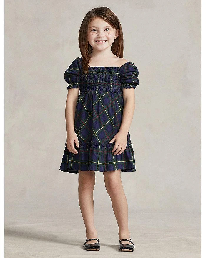 商品Ralph Lauren|Girls' Plaid Smocked Cotton Jersey Dress - Little Kid, Big Kid,价格¥358,第2张图片详细描述