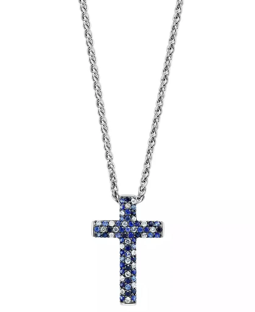 商品Effy|EFFY® Sapphire Ombré Cross 18" Pendant Necklace (2-1/2 ct. t.w.) in Sterling Silver,价格¥2771,第1张图片