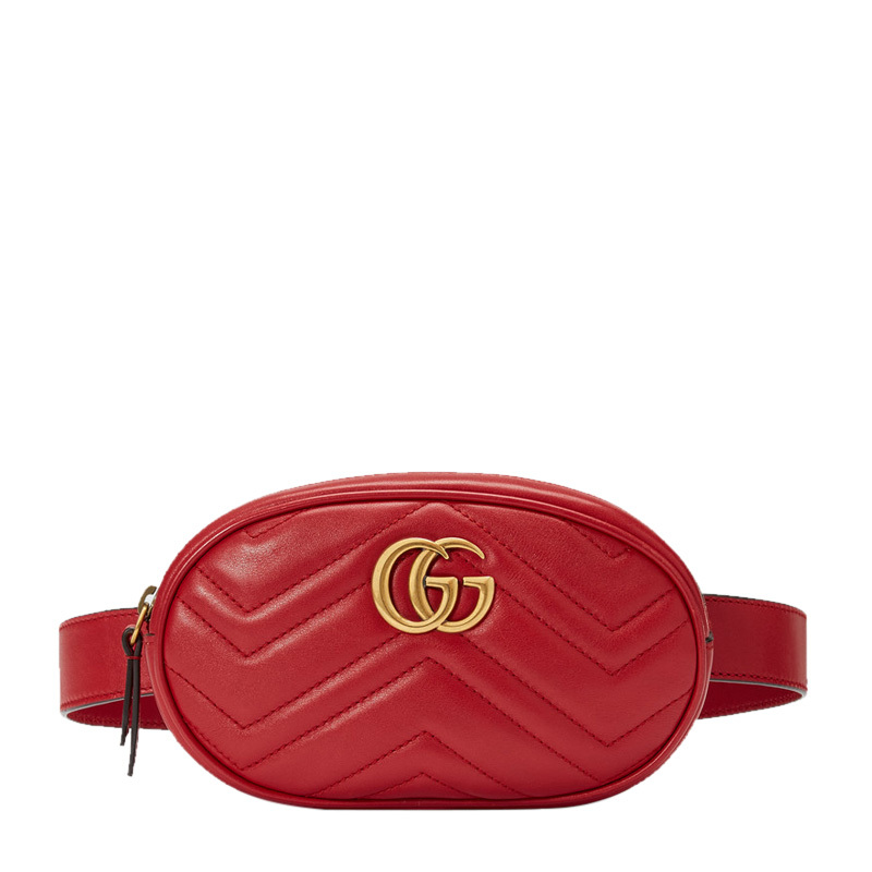 商品[国内直发] Gucci|【袁姗姗同款】GUCCI 古驰 女士红色GG Marmont系列绗缝皮革腰包 476434-DSVRT-6433,价格¥8462,第1张图片
