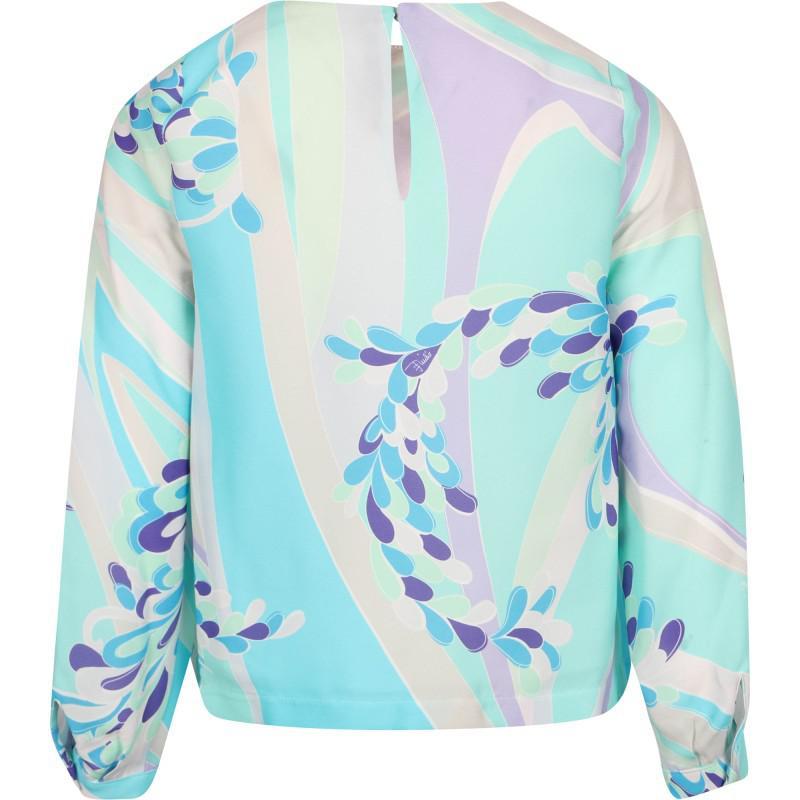 商品EMILIO PUCCI|Abstract design long sleeved blouse in turquoise purple and mint green,价格¥1809-¥2352,第4张图片详细描述