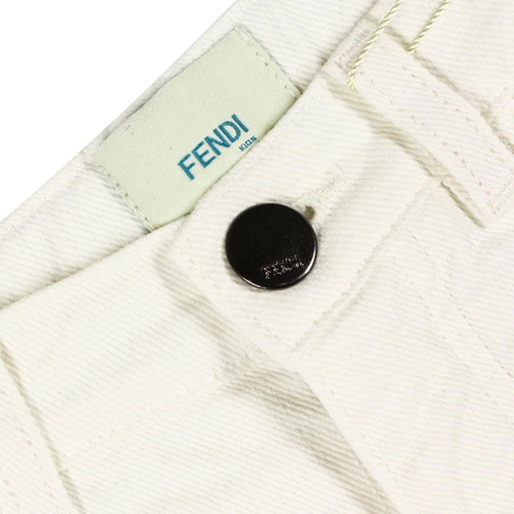 商品Fendi|White Denim Logo Tape Shorts,价格¥1176,第4张图片详细描述