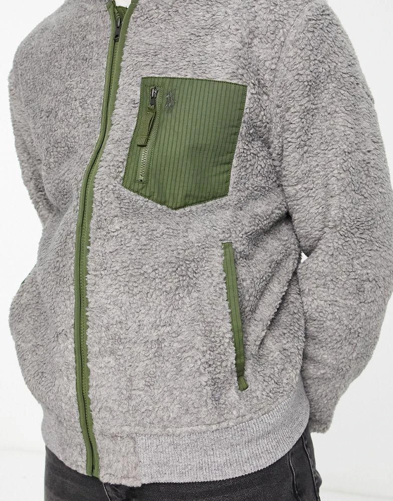 商品Ralph Lauren|Polo Ralph Lauren icon logo borg bomber jacket in grey,价格¥1008,第3张图片详细描述