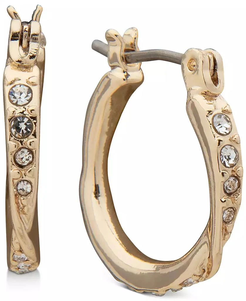 商品Anne Klein|Gold-Tone Small Pavé Twist Hoop Earrings, 0.62",价格¥155,第1张图片