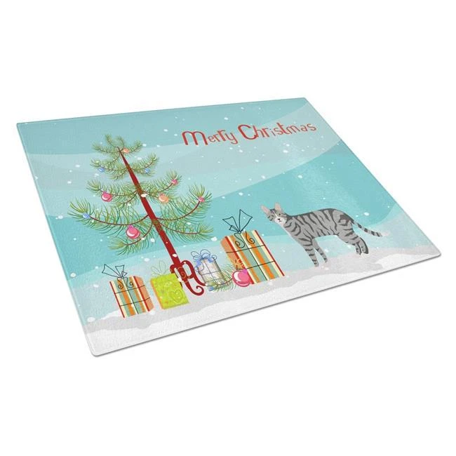 商品Caroline's Treasures|CK4607LCB Dragon Li No.1 Cat Merry Christmas Glass Cutting Board L,价格¥267,第1张图片