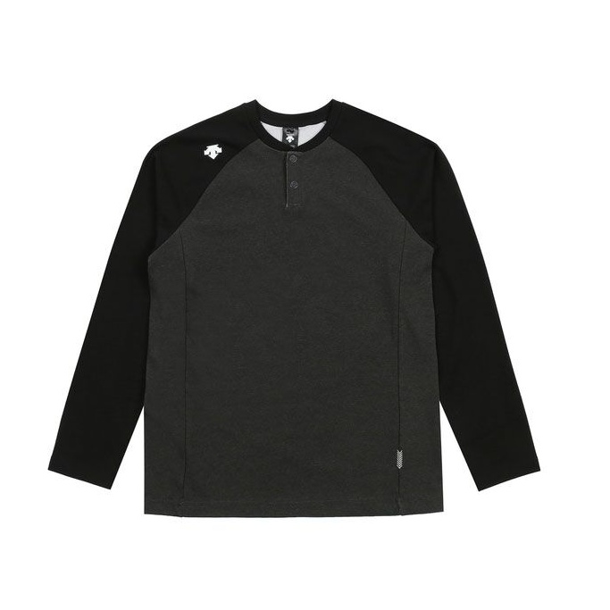 商品DESCENTE|【享贝家】DESCENTE 迪桑特男士棒球衫长袖T恤黑灰色SM321BTL81（现采购商品，下单后12天内发货）,价格¥347,第1张图片
