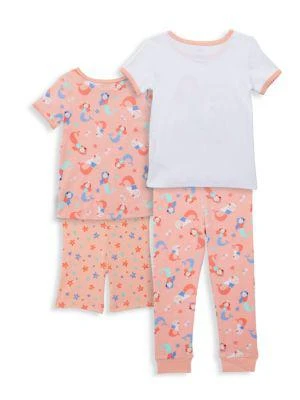 商品Little Me|Little Girl's 4-Piece Mermaid-Print & Star-Print Set,价格¥118,第2张图片详细描述