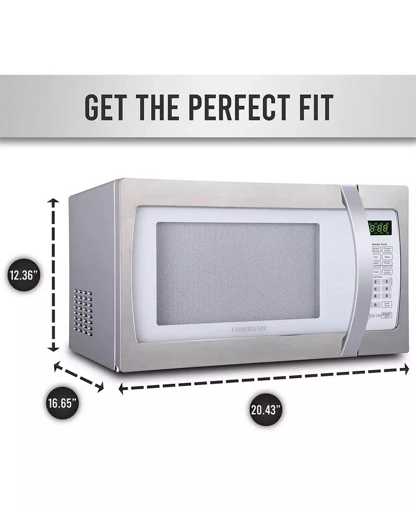 商品Farberware|Professional 1.3 Cu. Ft. 1100-Watt Microwave Oven with Smart Sensor Cooking,价格¥1555,第3张图片详细描述