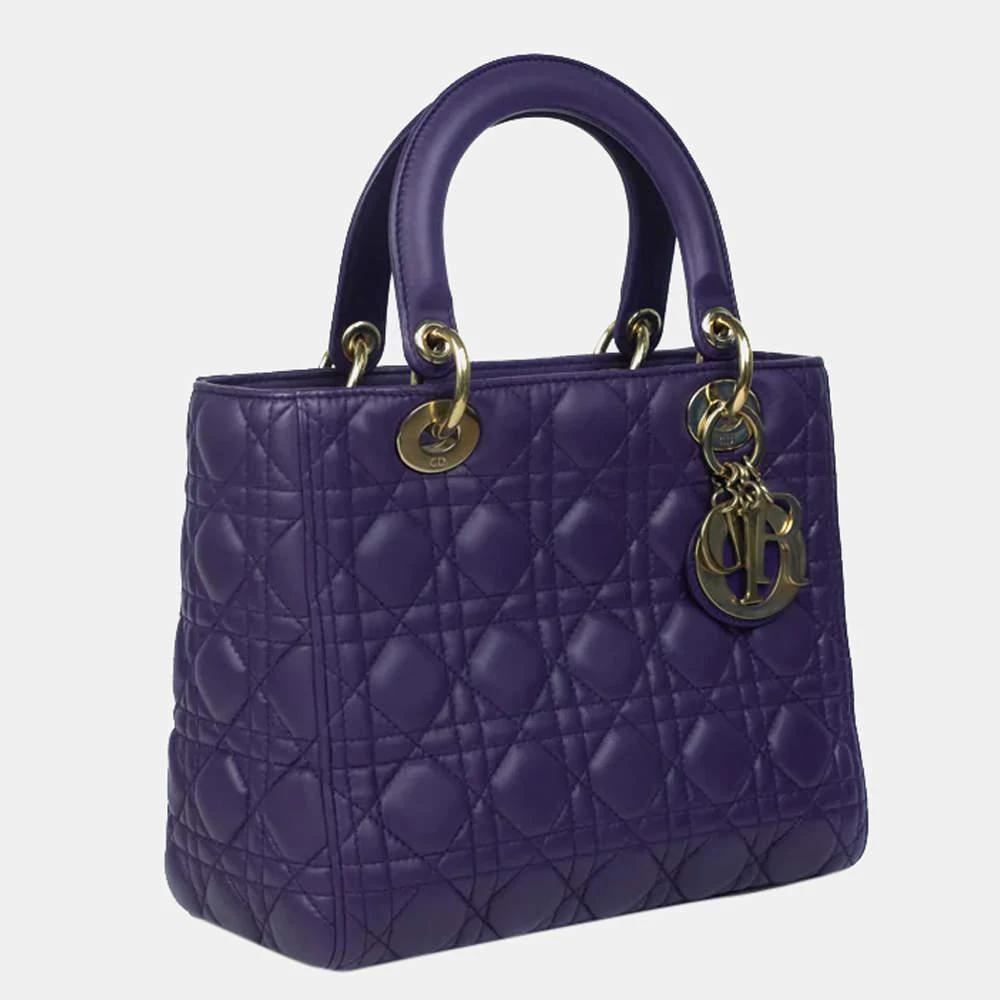商品[二手商品] Dior|Dior  Purple Leather Small Cannage Lady Dior Tote Bag ,价格¥22199,第2张图片详细描述