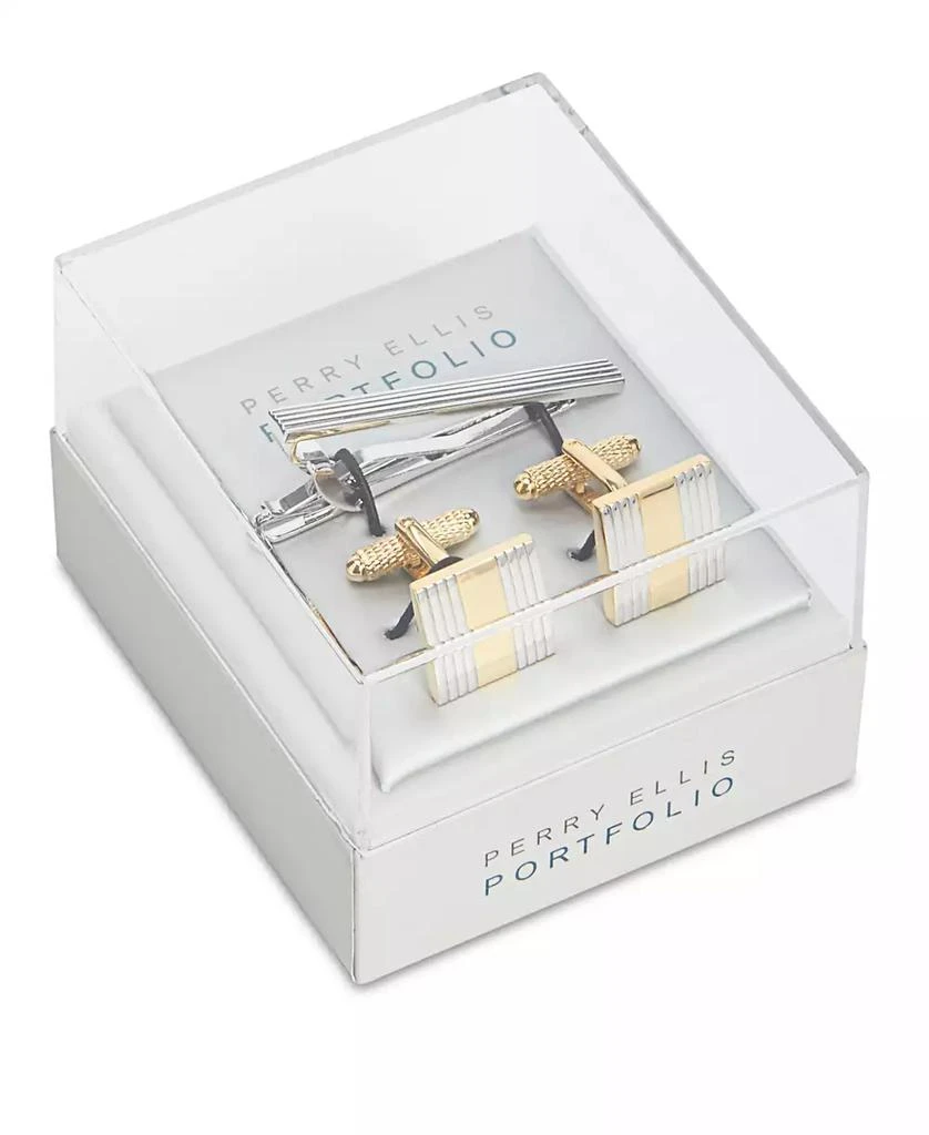 商品Perry Ellis|Perry Ellis Men's Classic Cuff Links & Tie Bar Set,价格¥222,第2张图片详细描述