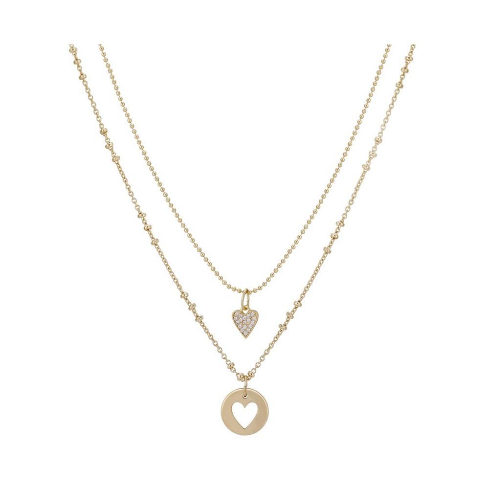 商品Unwritten|Cubic Zirconia Mini Heart and Heart Coin Pendant Necklace Set, 2 Pieces,价格¥215,第1张图片