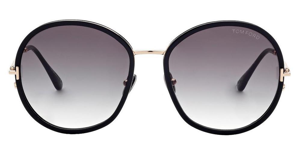 商品Tom Ford|Tom Ford Gradient Smoke Round Ladies Sunglasses FT0946 01B 58,价格¥1798,第1张图片