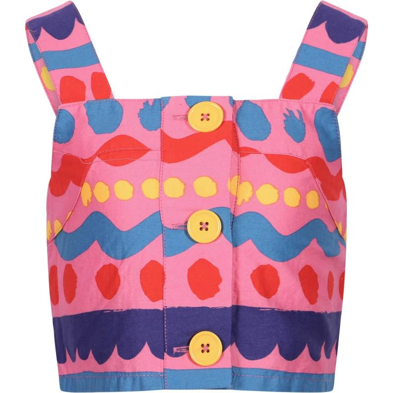 商品Stella McCartney|Geometric print button up crop top in pink,价格¥624,第1张图片