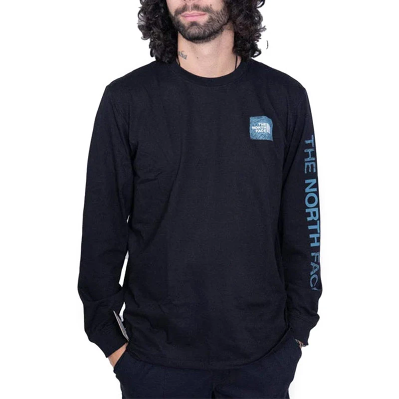 商品[国内直发] The North Face|北面/ 雪山Logo印花圆领套头长袖T恤 男款 黑色,价格¥606,第4张图片详细描述