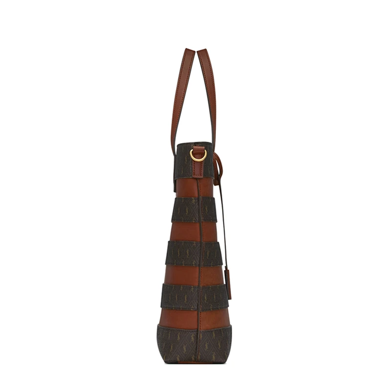  SAINT LAURENT PARIS/圣罗兰 YSL 秋冬新款 MONOGRAMME系列 女士栗色徽标印花帆布条纹皮革单肩斜挎手提购物包6003072UY3W2166 商品