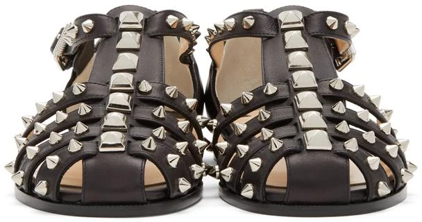 商品Christian Louboutin|Black LoubiClou Flat Sandals,价格¥6955,第2张图片详细描述