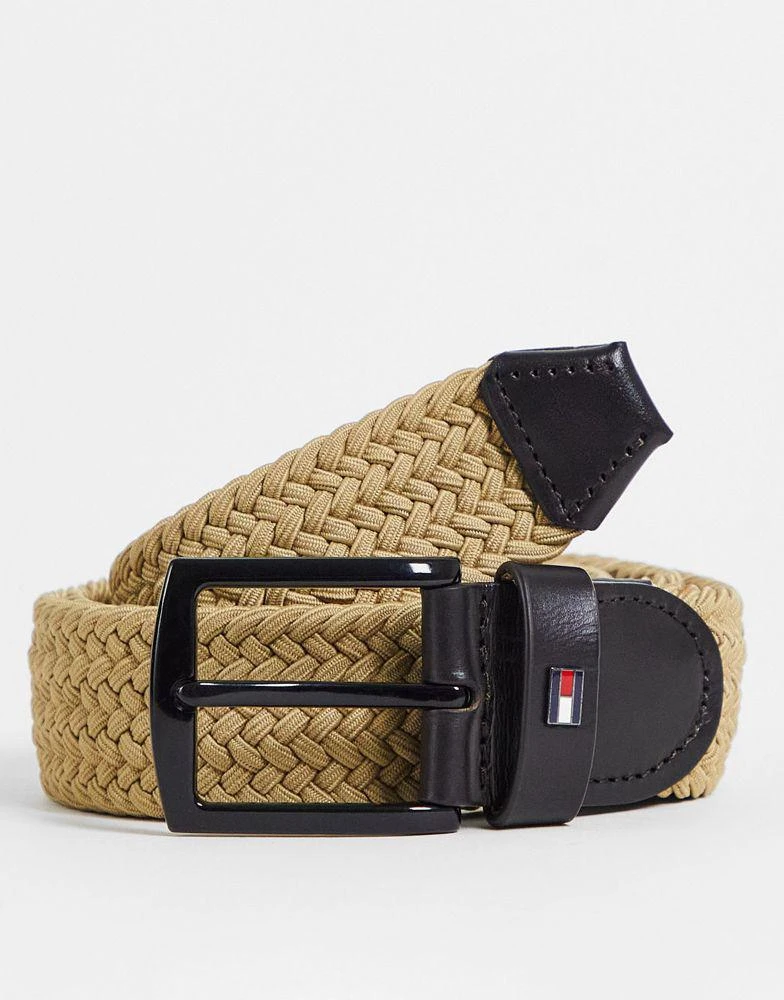 商品Tommy Hilfiger|Tommy Hilfiger elasticated 35mm woven belt in tan,价格¥251,第1张图片