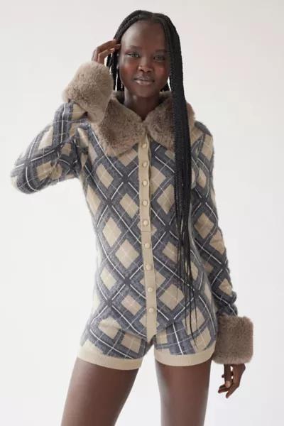 商品House Of Sunny|House Of Sunny London Faux Fur Trim Romper,价格¥432,第1张图片