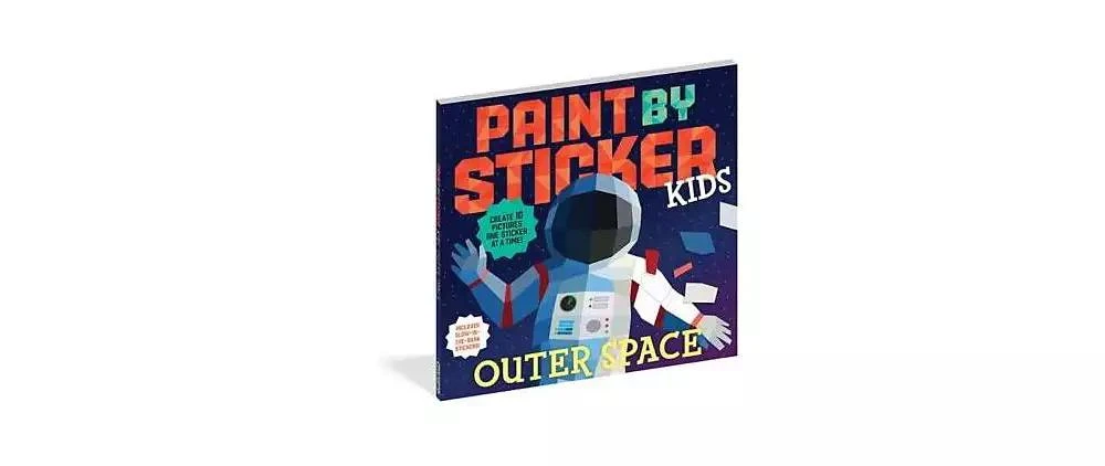 商品Barnes & Noble|Paint by Sticker Kids- Outer Space- Create 10 Pictures One Sticker at a Time Includes Glow-in-the-Dark Stickers by Workman Publishing,价格¥81,第1张图片