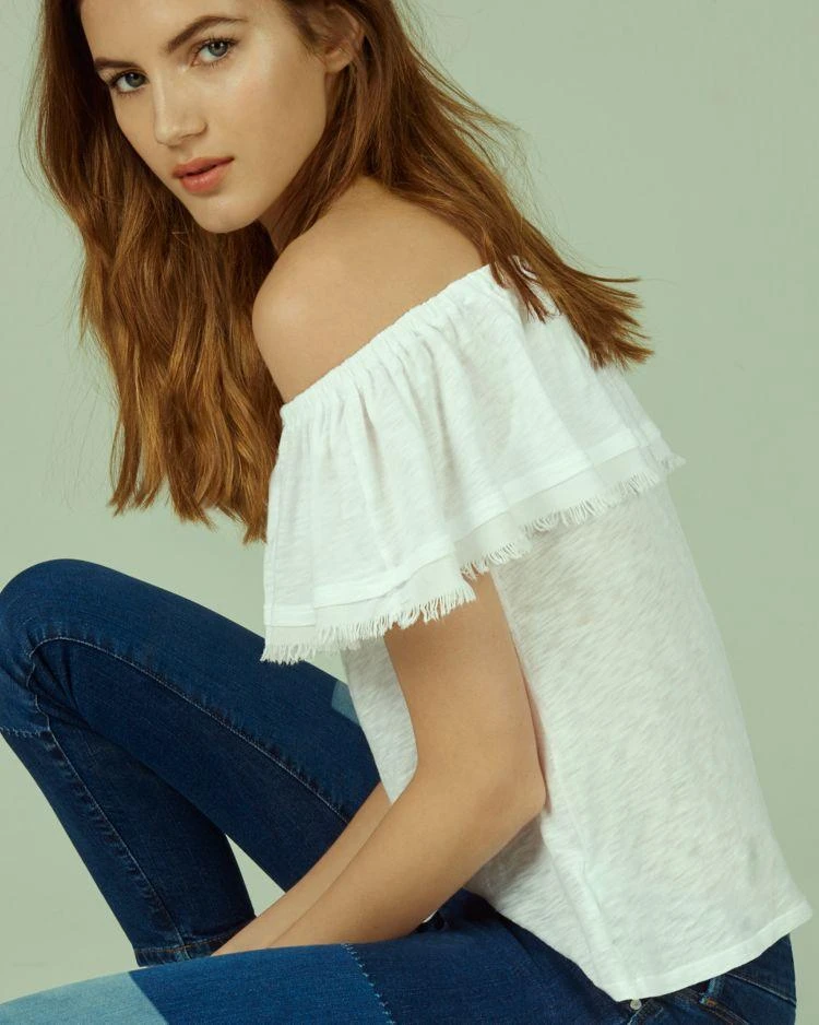 商品Splendid|Frayed Ruffle Top,价格¥438,第4张图片详细描述