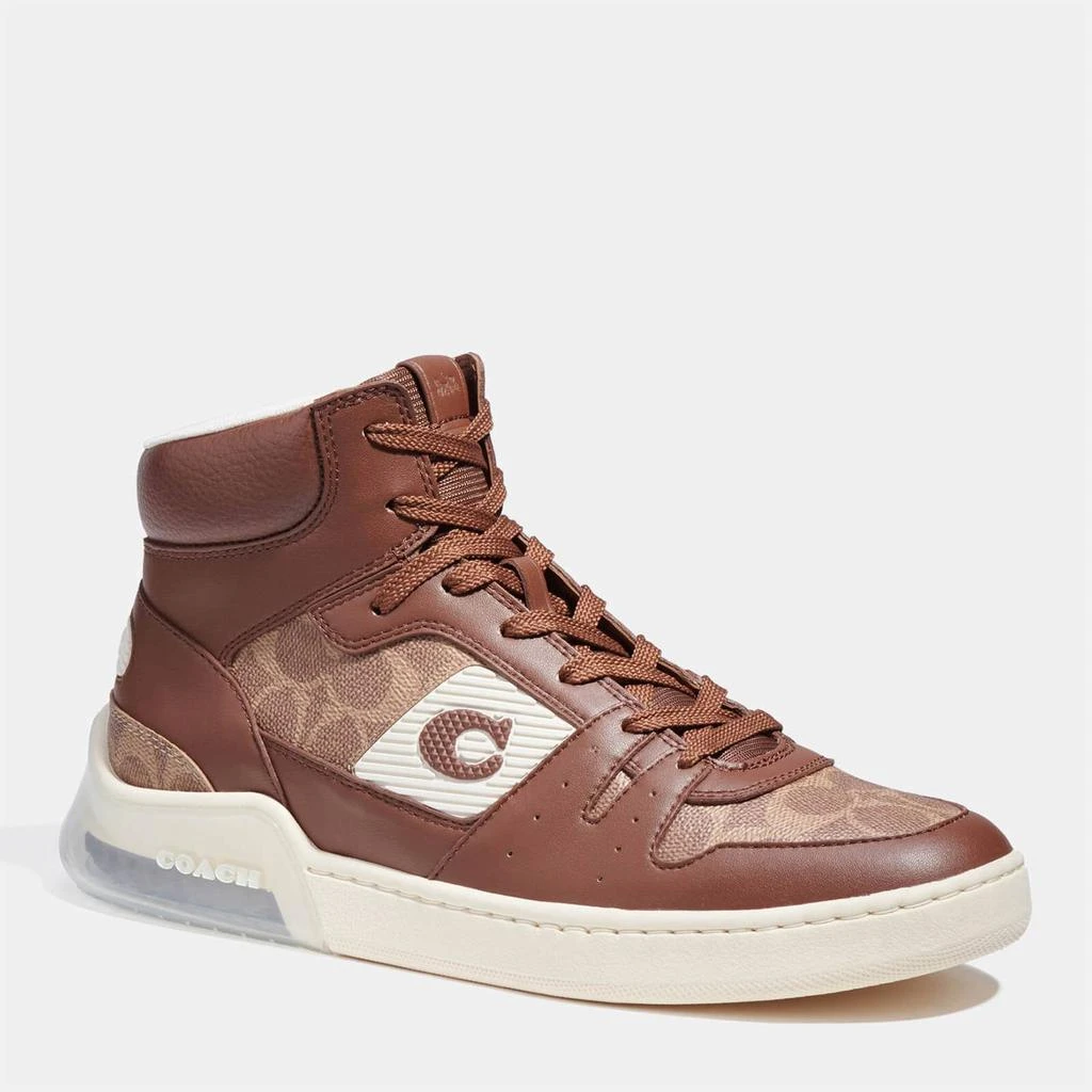 商品Coach|Coach Men's Citysole Signature Hi-Top Trainers - Saddle,价格¥840,第2张图片详细描述