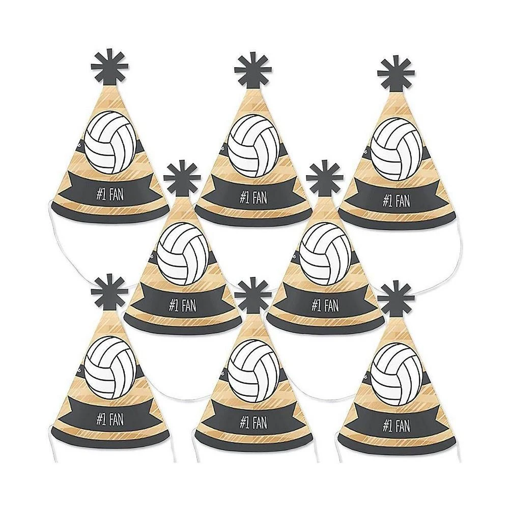 商品Big Dot of Happiness|Bump, Set, Spike - Volleyball - Mini Cone Party Hats - Small Party Hats - 8 Ct,价格¥105,第1张图片