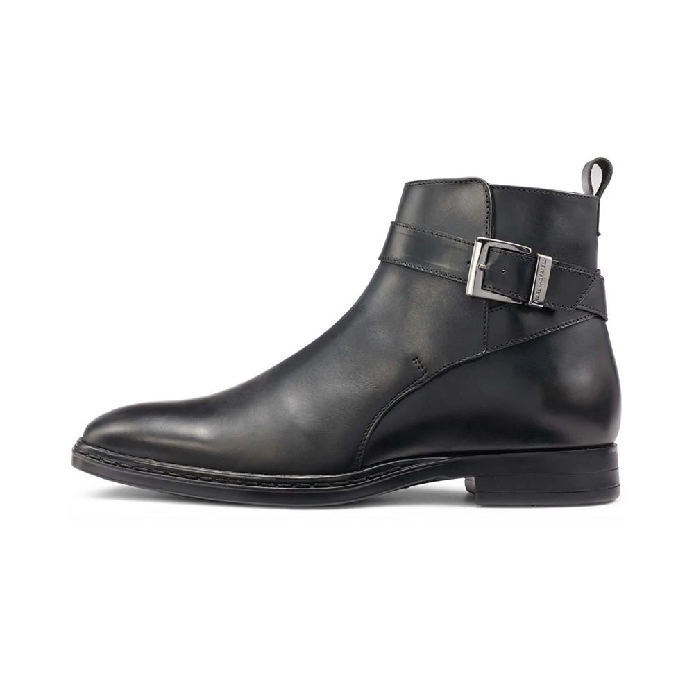 商品Karl Lagerfeld Paris|Men's Leather Side-Zip Buckle Boots,价格¥1309,第3张图片详细描述