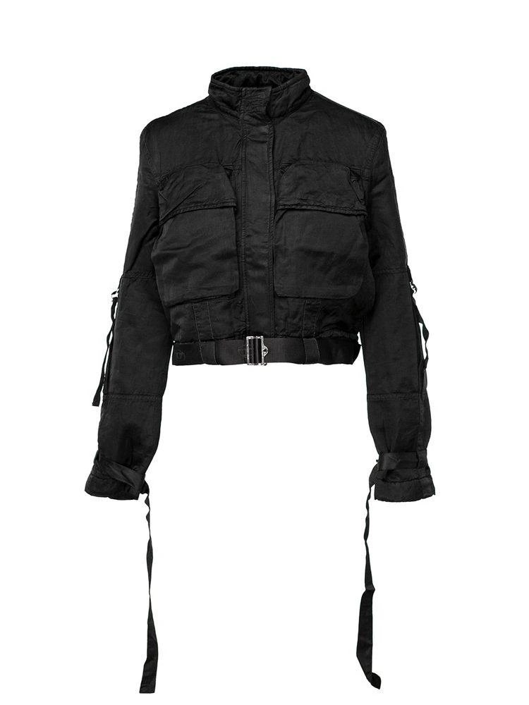 商品Diesel|Diesel High-Neck Buckle-Strap Cropped Jacket,价格¥2396,第1张图片