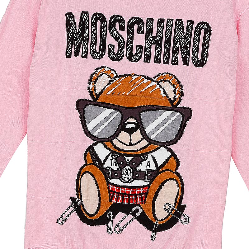 MOSCHINO/莫斯奇诺 女士棉质粉色泰迪熊长袖针织套衫 09305501 A1224 （清仓特价）商品第5张图片规格展示