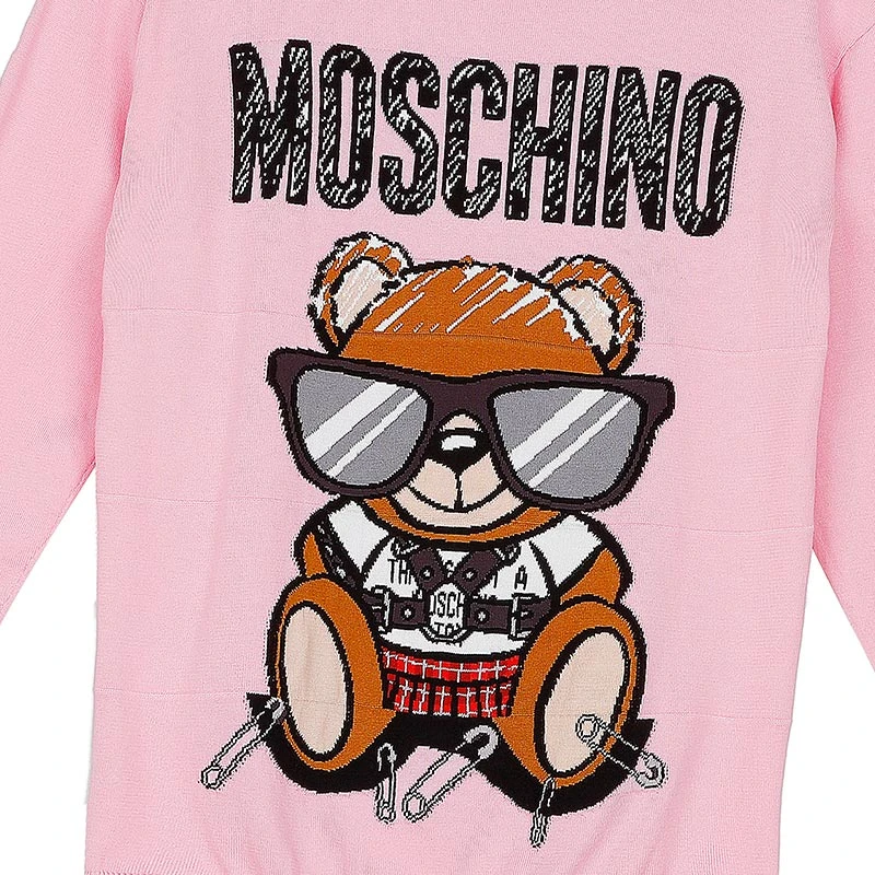 MOSCHINO/莫斯奇诺 女士棉质粉色泰迪熊长袖针织套衫 09305501 A1224 （清仓特价） 商品