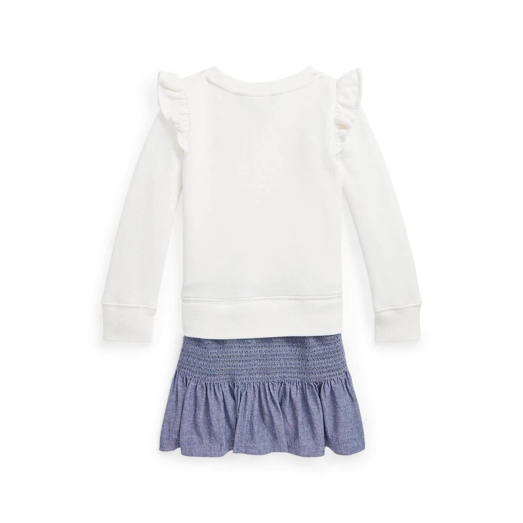 商品Ralph Lauren|Chambray & Fleece Sweatshirt Dress (Little Kids),价格¥332,第2张图片详细描述