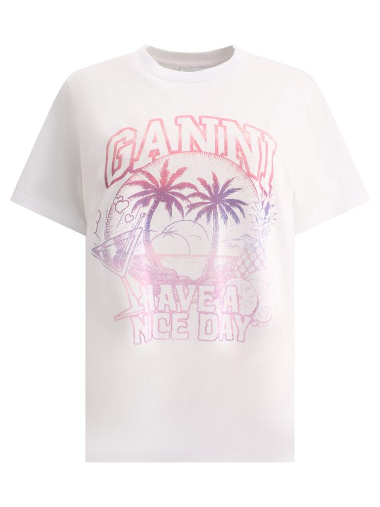 Ganni ガニー Have a Nice Day long-sleeved Top Tシャツ GANNI ガニー 長袖 Tシャツ Re-cut Heavy Jersey Animals Long