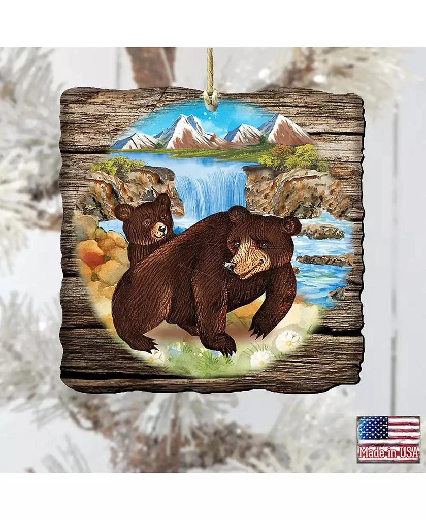 商品Designocracy|Bear Cabin Wooden Christmas Ornament, Set of 2,价格¥375,第2张图片详细描述