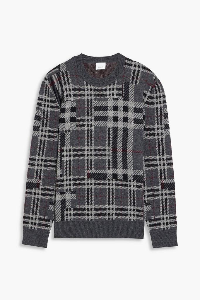 Checked jacquard-knit cashmere sweater商品第1张图片规格展示