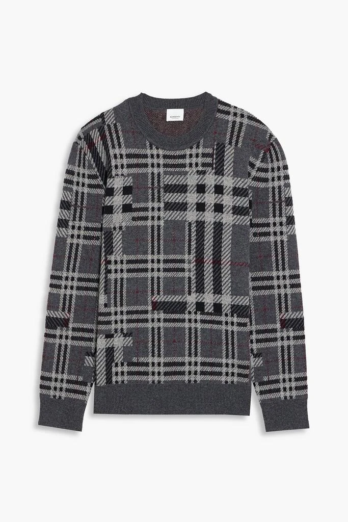 商品Burberry|Checked jacquard-knit cashmere sweater,价格¥4441,第1张图片