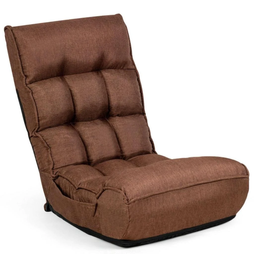 商品Hivvago|4-Position Adjustable Floor Chair Folding Lazy Sofa-Coffee,价格¥1070,第1张图片