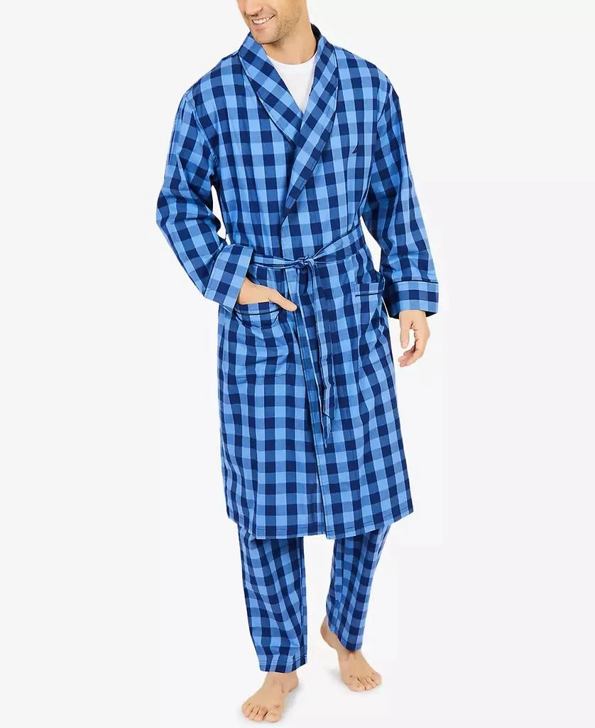 商品Nautica|Men's Buffalo Plaid Shawl-Collar Cotton Robe,价格¥243,第1张图片