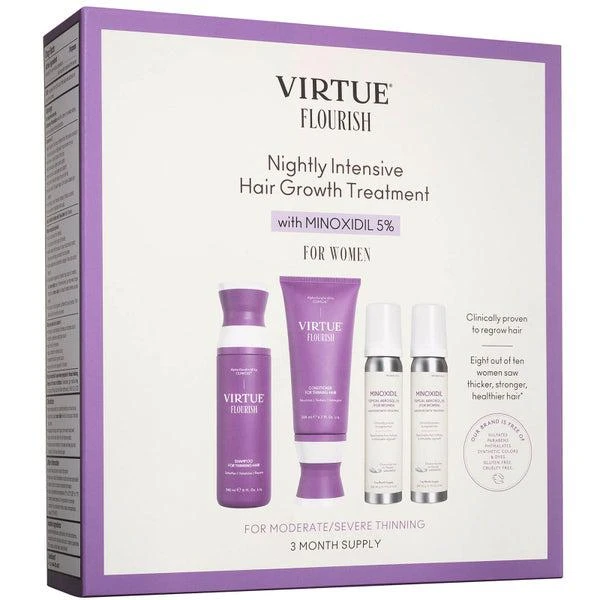 商品VIRTUE|VIRTUE Flourish Nightly Intensive Hair Growth Treatment Hair Kit 4 piece,价格¥1089,第1张图片